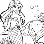 Mermaid creating an underwater mosaic