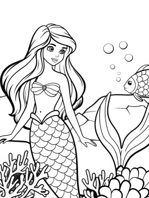 Mermaid creating an underwater mosaic coloring pages