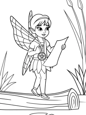 Fairy cartographer exploring waterway coloring pages