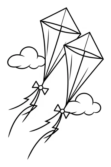 A coloring page of Lightning bolt kites racing