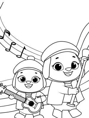 Squishmallows on a musical adventure coloring pages