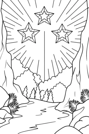 Stars performing in a cave coloring pages