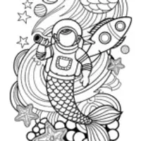 Mermaid astronaut exploring space