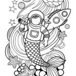 Mermaid astronaut exploring space
