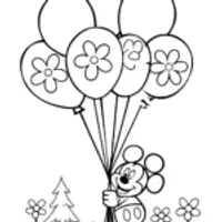 Mickey Mouse in a balloon garden