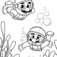 Mario and Luigi underwater racing
