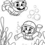 Mario and Luigi underwater racing