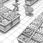 Mario racing in a grocery store