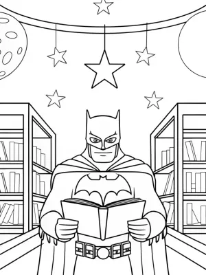 Batman in the celestial library coloring pages