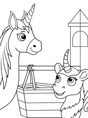 Mythical creatures trading dreams coloring pages