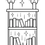 Alphabet bookmarks in a magical library