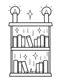 Alphabet bookmarks in a magical library