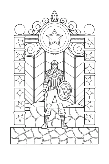 A coloring page of Captain America time travel quest