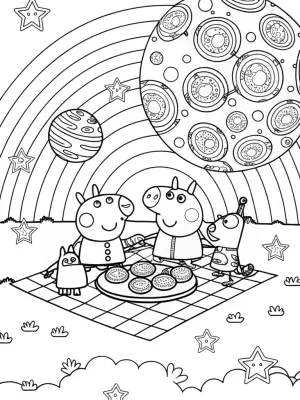 Peppa Pig cosmic picnic adventure coloring pages