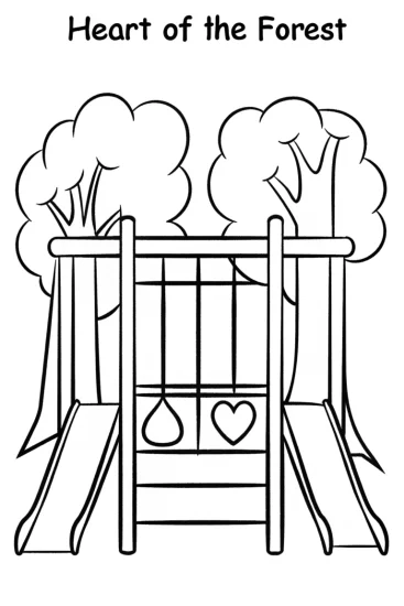 A coloring page of Heart of the forest playground