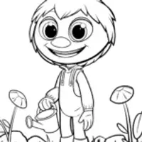Huggy Wuggy gardening on an alien planet