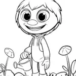 Huggy Wuggy gardening on an alien planet