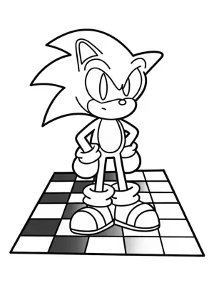 Sonic on a giant chessboard coloring pages