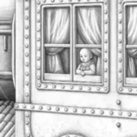 Baby on a vintage train