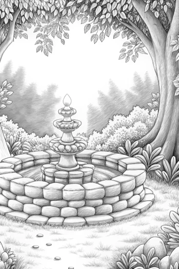 A coloring page of Gardevoir creating nature sculptures
