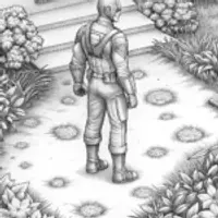 Captain America in a garden