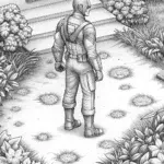Captain America in a garden