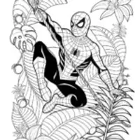 Spider-Man swinging in alien jungle