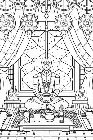 Venom’s cosmic tea ceremony coloring pages
