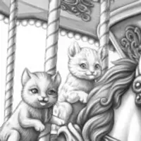 Kittens riding a carousel
