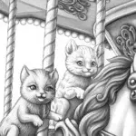 Kittens riding a carousel