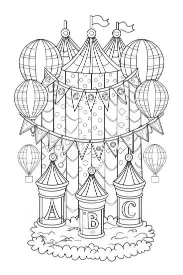 A coloring page of Alphabet parade of wishes