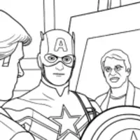 Captain America painting with artists