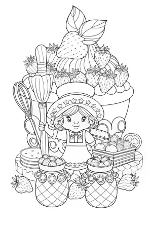 Strawberry Shortcake’s recipe adventure coloring pages