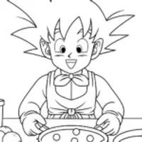 Goku baking a planet cake