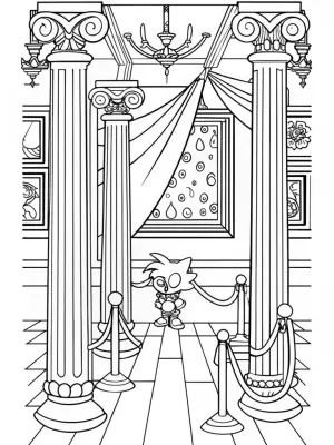 Super Sonic’s art gallery adventure coloring pages