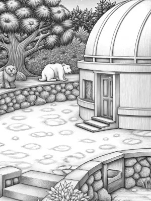 Animals at the spring observatory coloring pages