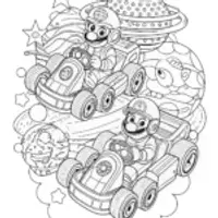 Mario and Luigi in space karts
