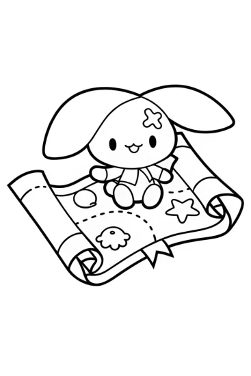 A coloring page of Cinnamoroll treasure map adventure