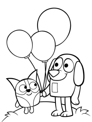 Bluey and Bingo’s balloon adventure coloring pages