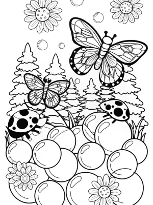 Insects at the summer bubble festival coloring pages