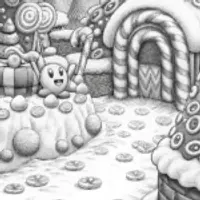 Kirby in the candy workshop