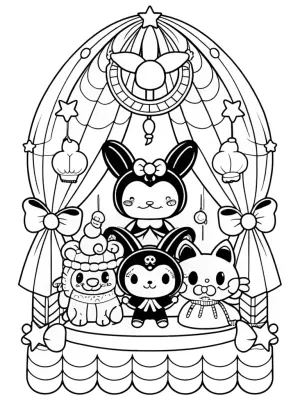 Kuromi leading a dream parade coloring pages