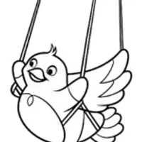 Chick performing trapeze tricks