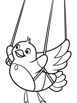 Chick performing trapeze tricks coloring pages
