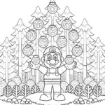Mario juggling fruits in a forest