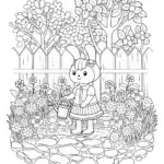 Kuromi mixing potions in a garden