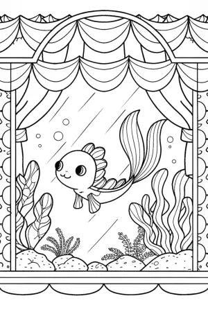 Axolotl’s underwater art gallery coloring pages