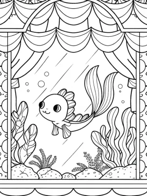 Axolotl’s underwater art gallery coloring pages