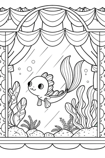 A coloring page of Axolotl’s underwater art gallery