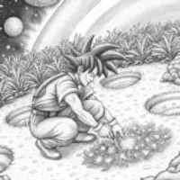 Goku gardening in space